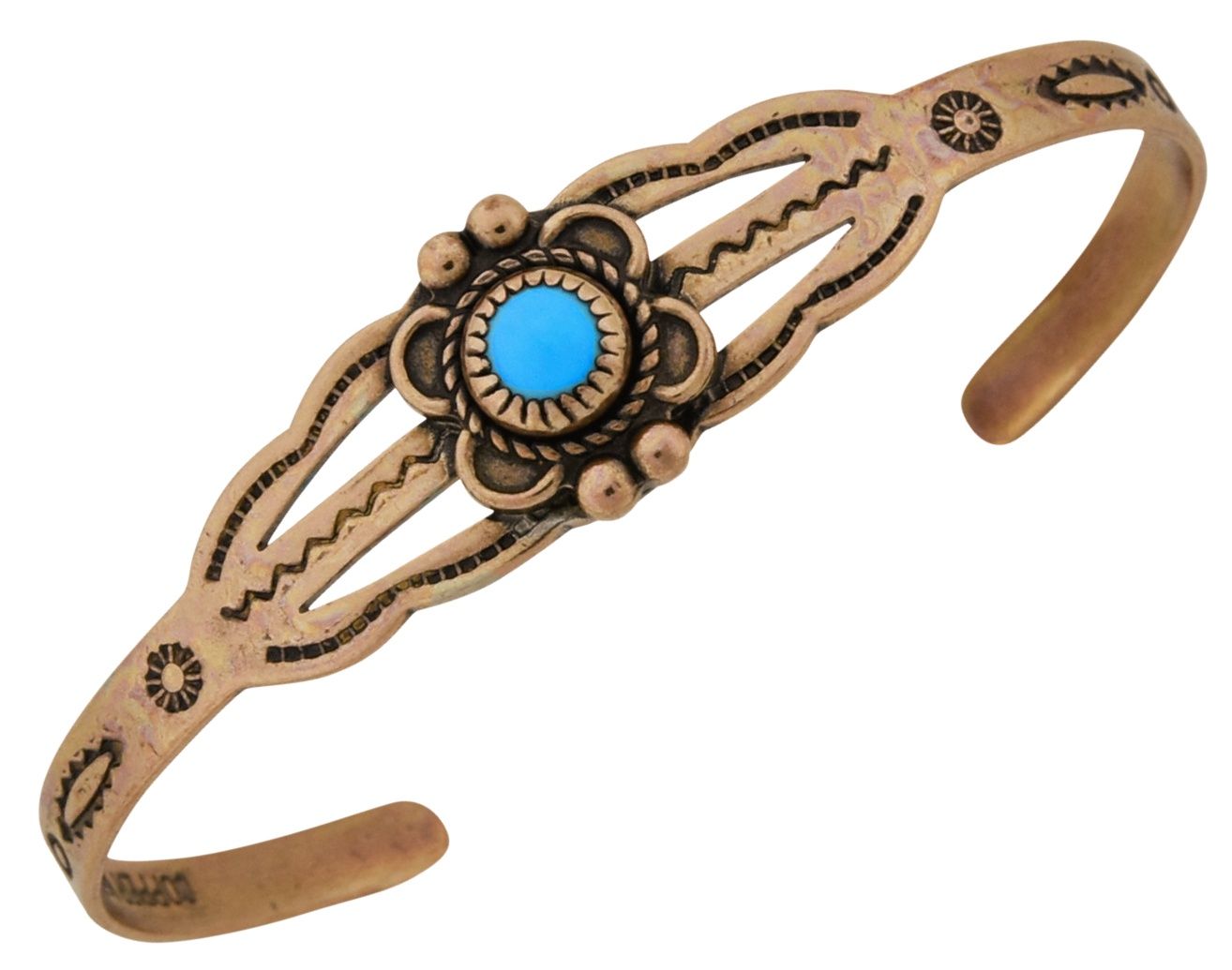 Copper Cuff Bracelet Turquoise stone - extra small