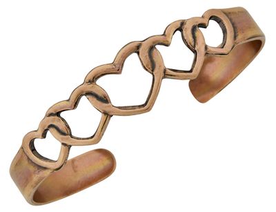 Copper Cuff Bracelet Interlocking Hearts