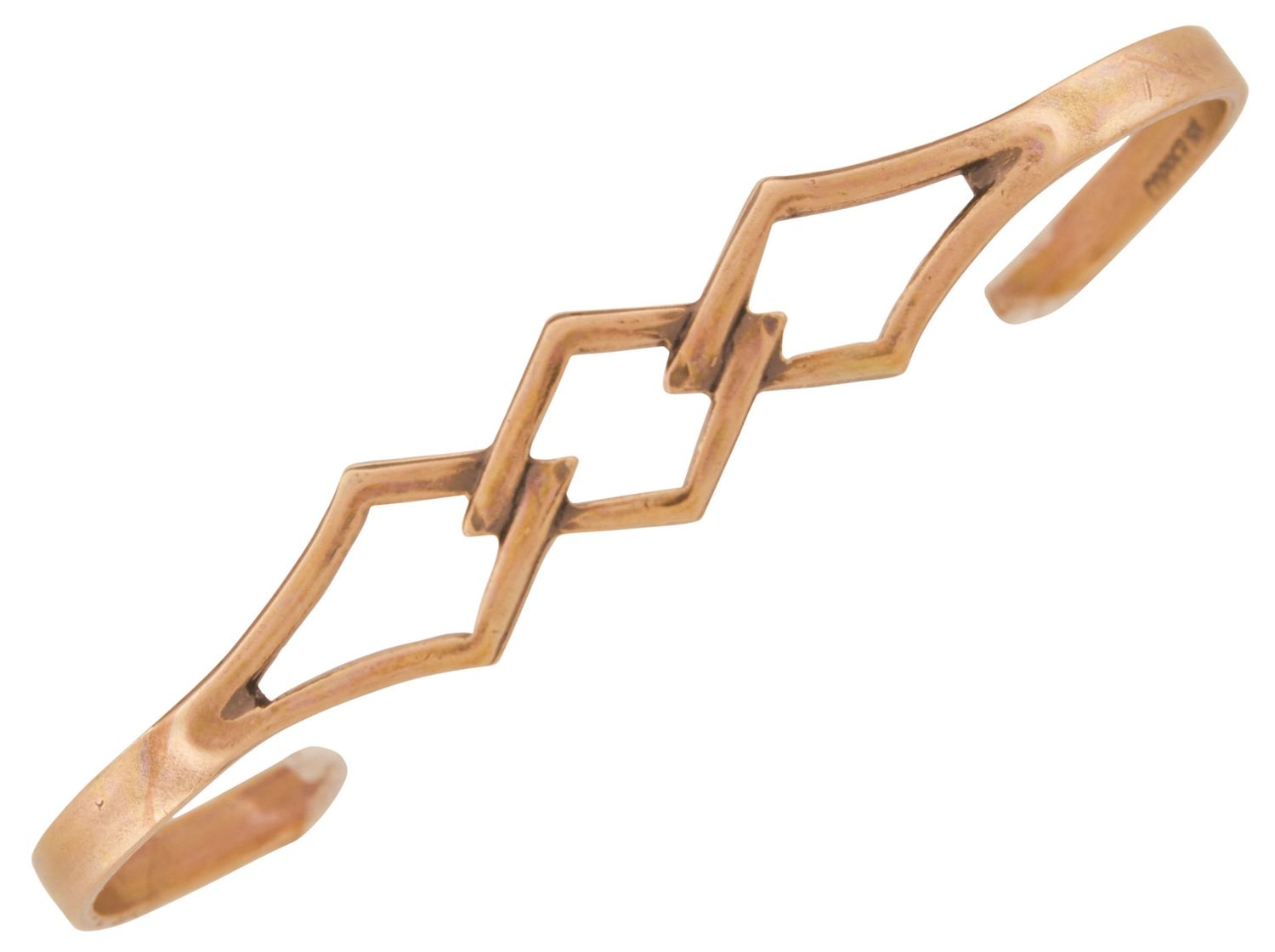 Copper Cuff Bracelet Interlocked Diamonds