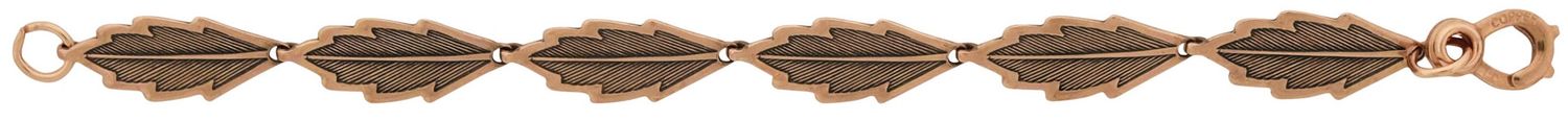 Copper Link Bracelet Oak Leaf Design