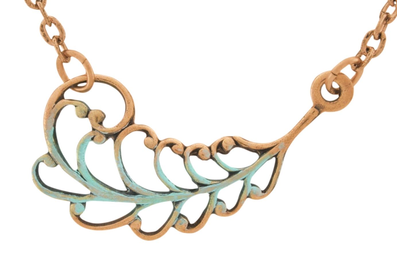 Copper Necklace Pendant Leaf