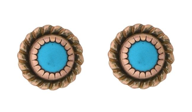 Copper Earrings Simulated Turquoise