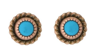 Copper Earrings Simulated Turquoise
