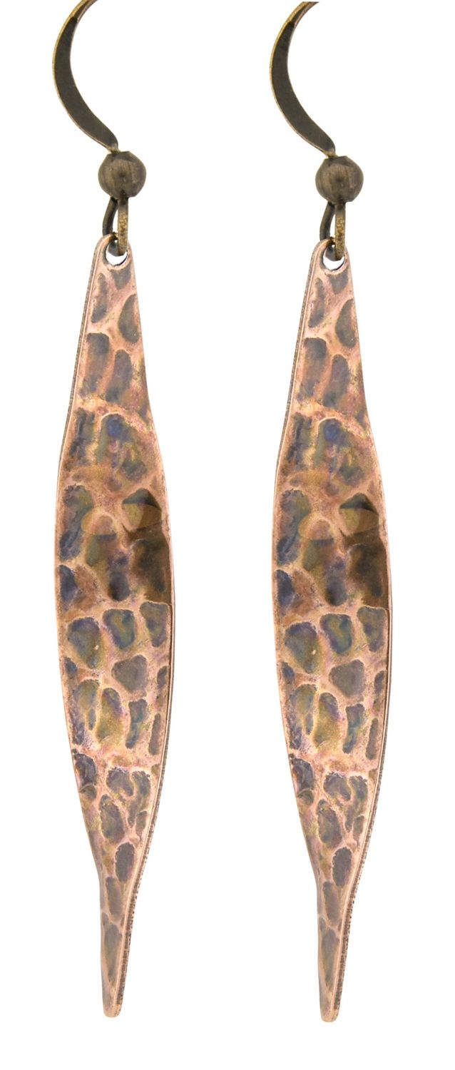 Copper Earrings Twisted Hammered