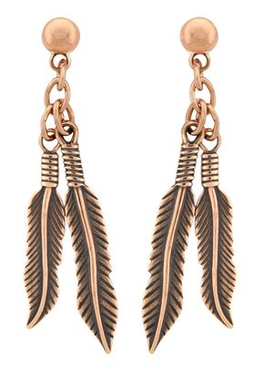 Copper Earrings Feathers