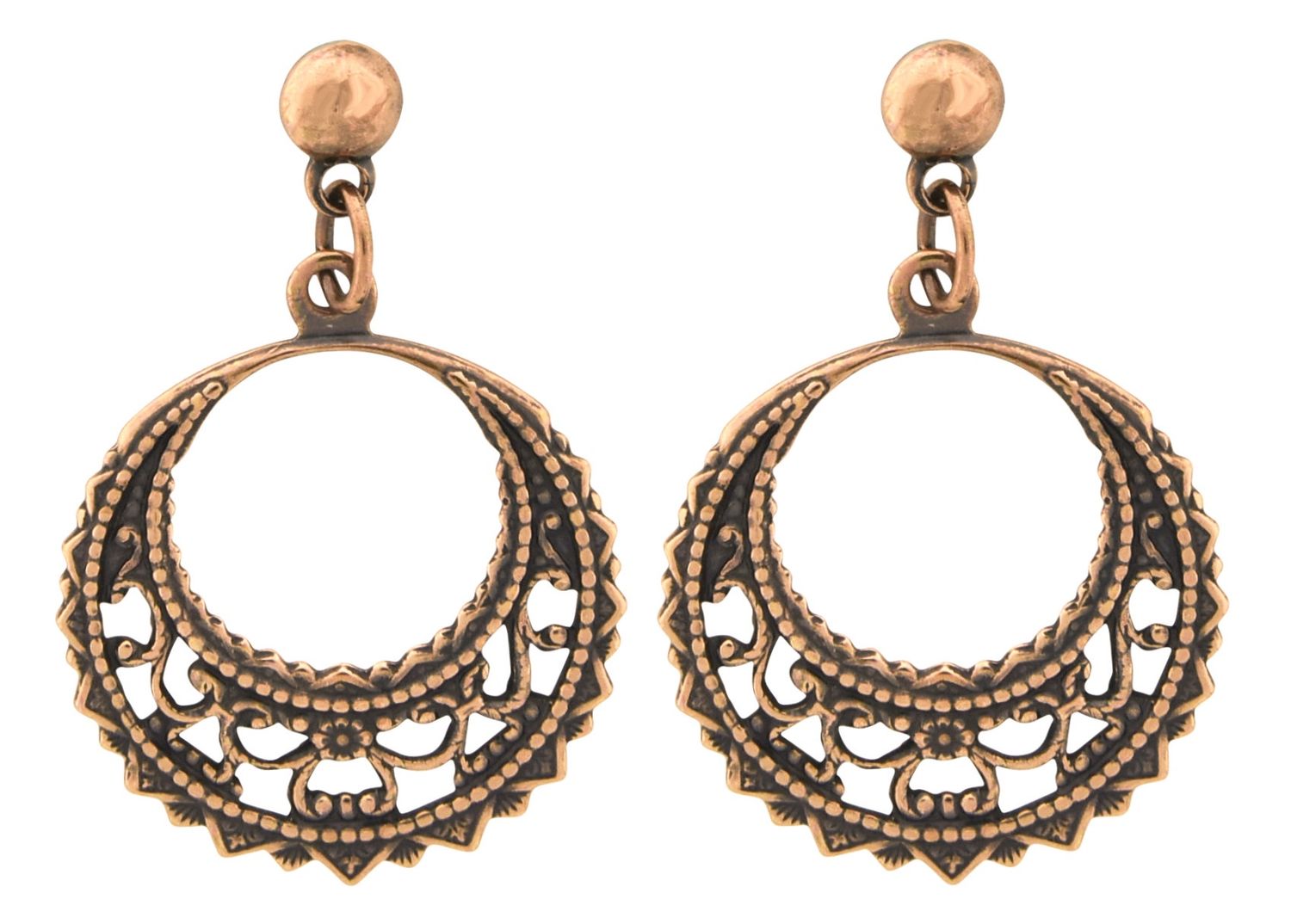 Copper Earrings Double Circle