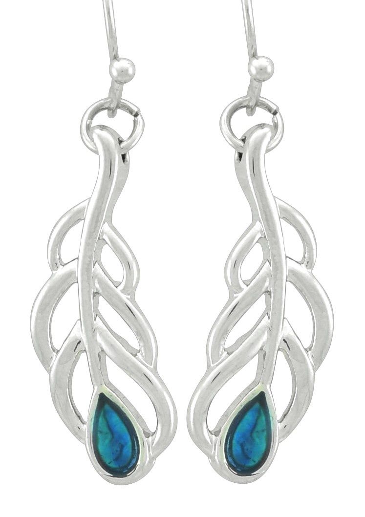 Earrings - Feather with Mother of Pearl accents