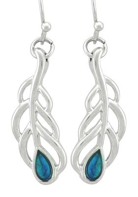 Earrings - Feather with Mother of Pearl accents