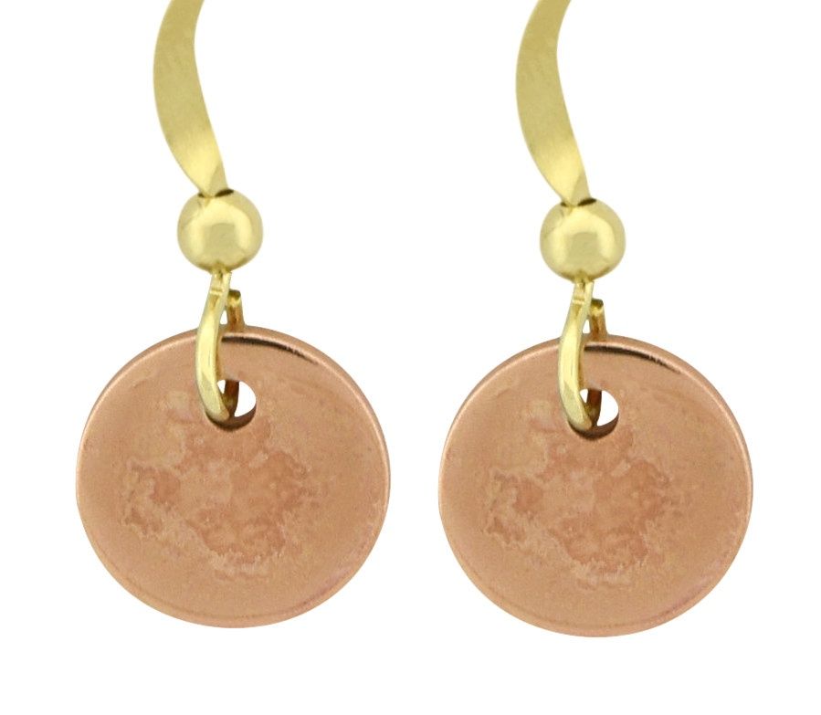 Copper Earrings Circle Flat