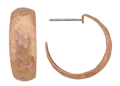 Copper Earrings Half Hoop Hammered