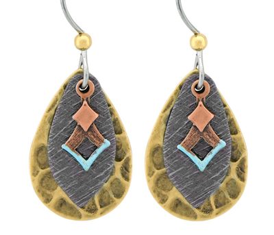 Brass & Copper Earrings 2 Teardrops & Charm