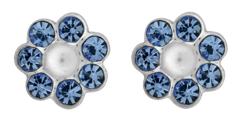 SS Ear LT Sapphire PPB Flowers