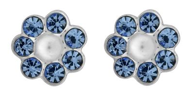 SS Ear LT Sapphire PPB Flowers