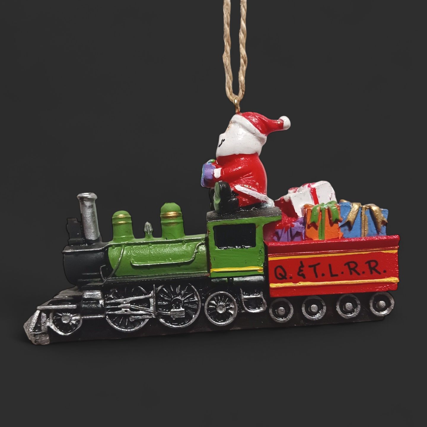 Resin Ornament Santa on a Train