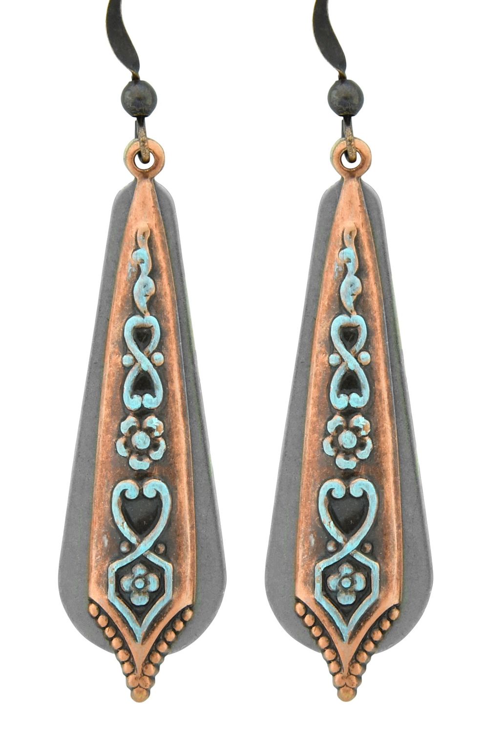 Copper and Brass Dangle Earrings