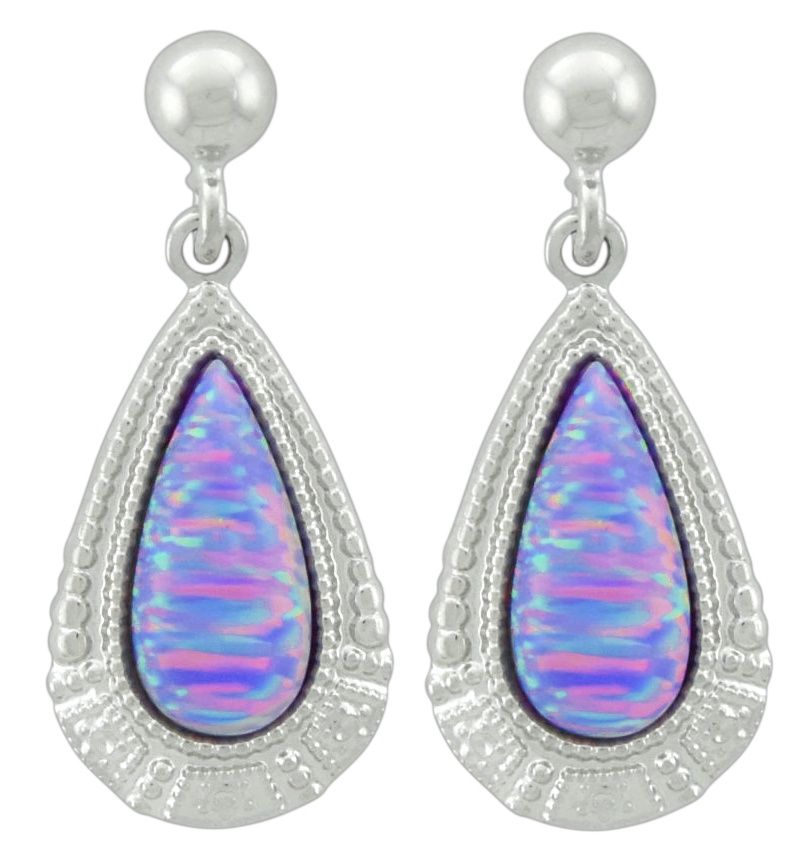 Lavender Opal Tear Drop Earrings