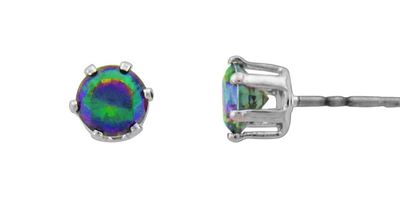 Mystic Zirconia Round Stud Earrings