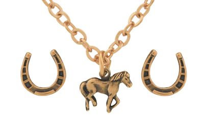 Horse Pendant with Horseshoe Earrings Set