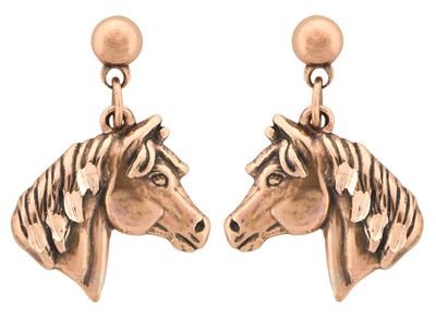 Copper Horse Head Stud Earrings