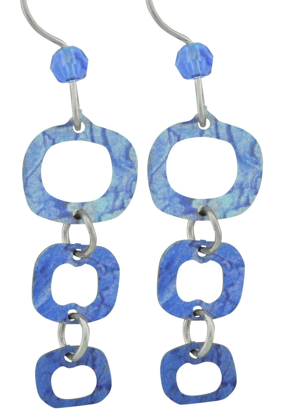 Earrings - Blue Circles Stacked
