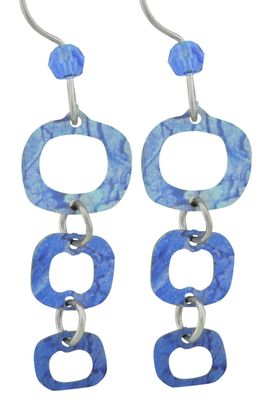 Earrings - Blue Circles Stacked