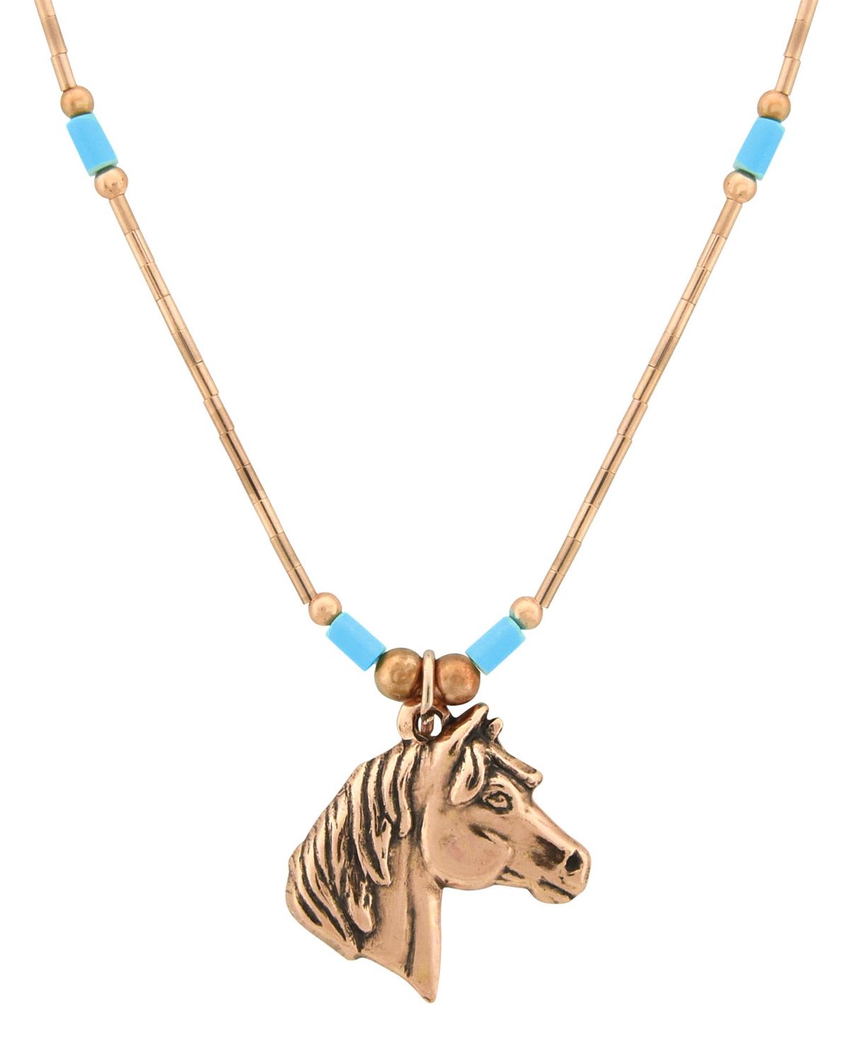 Pendant _ Copper Horse Head with Turquoise LCN 157