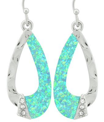 Earrings - Mystic Waters Open Teardrop Blue Opal