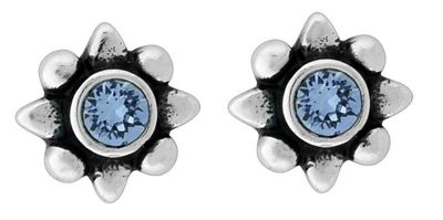 Earrings - Sterling Silver Flower with Sapphire Center
