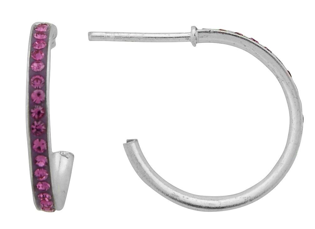 Earrings - Sterling Silver Pink Sapphire Hoops