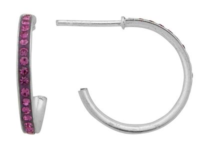 Earrings - Sterling Silver Pink Sapphire Hoops