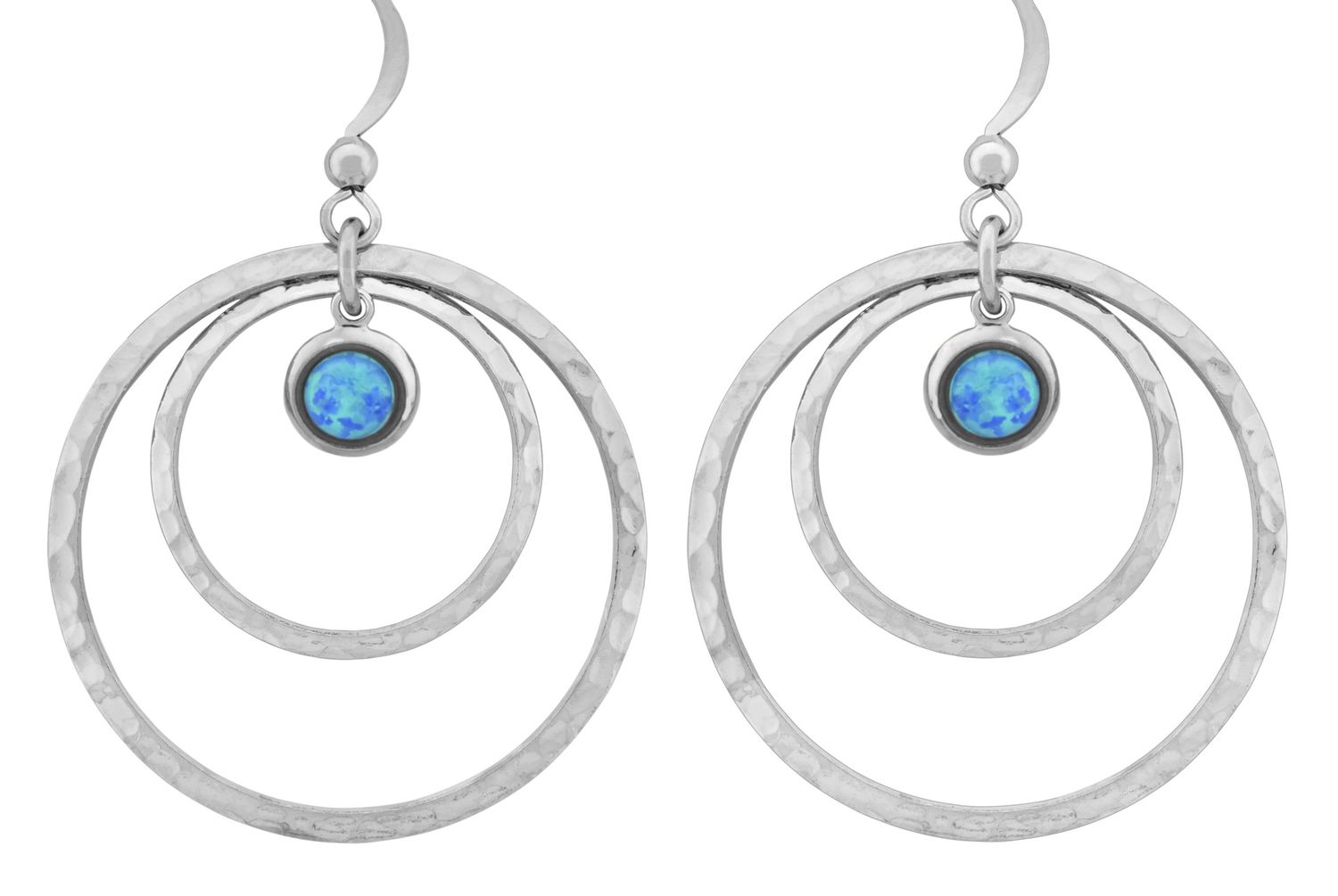 Earrings - Large Hoops with Blue Opal