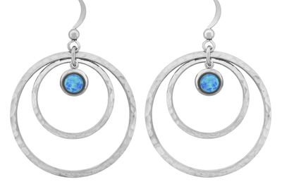 Earrings - Large Hoops with Blue Opal
