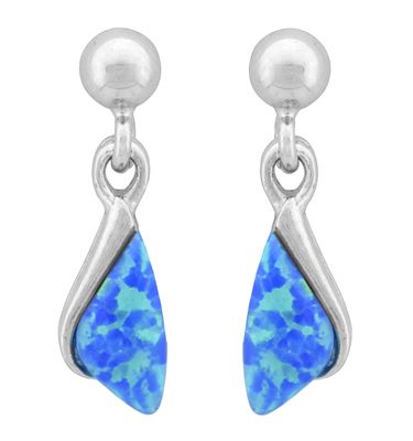 Earrings - Blue Opal Triangles