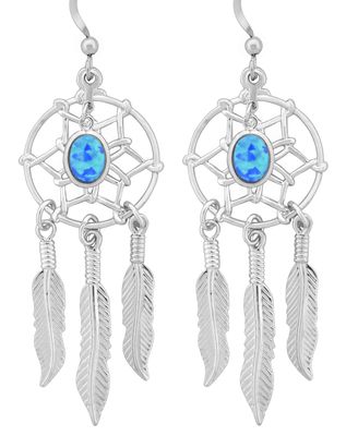 Earrings - Dream Catcher with Blue Opal
