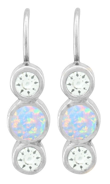Earrings - Stacked Circles White Opal