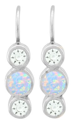 Earrings - Stacked Circles White Opal