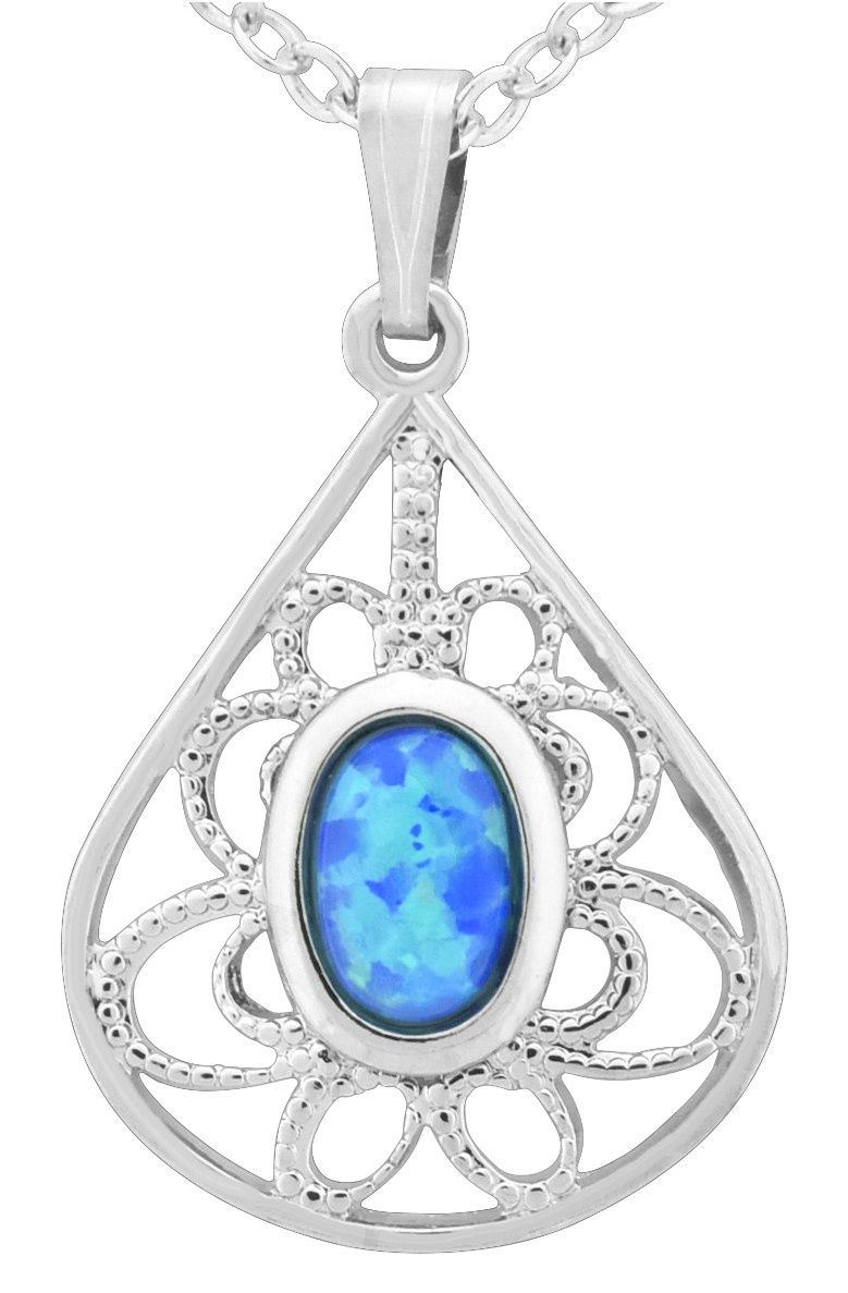 Pendant - Fancy Teardrop with Blue Opal