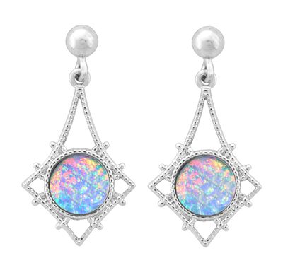Earrings - White Opal Dangle