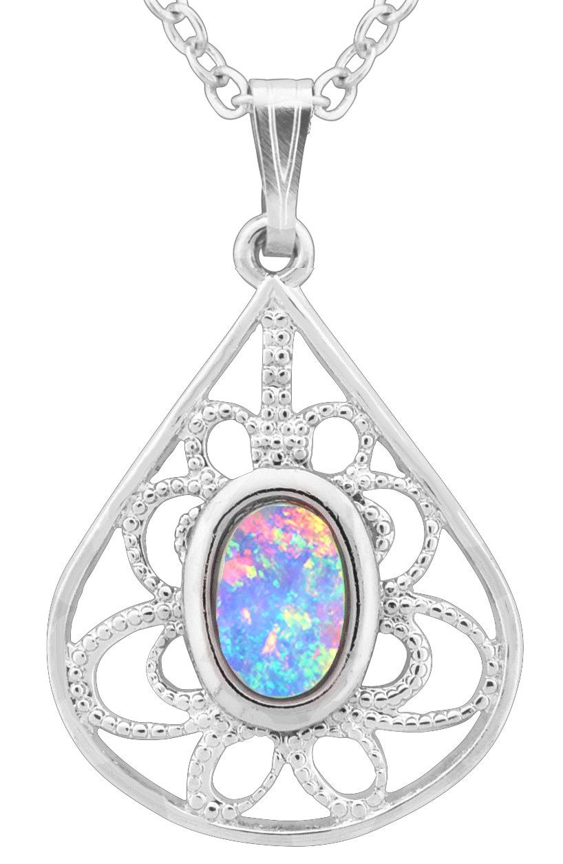 Pendant - Fancy Teardrop with White Opal