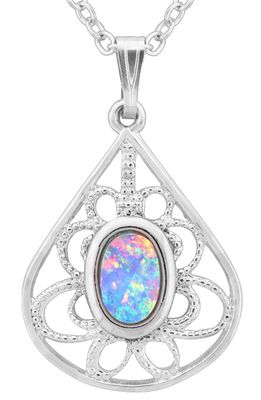 Pendant - Fancy Teardrop with White Opal