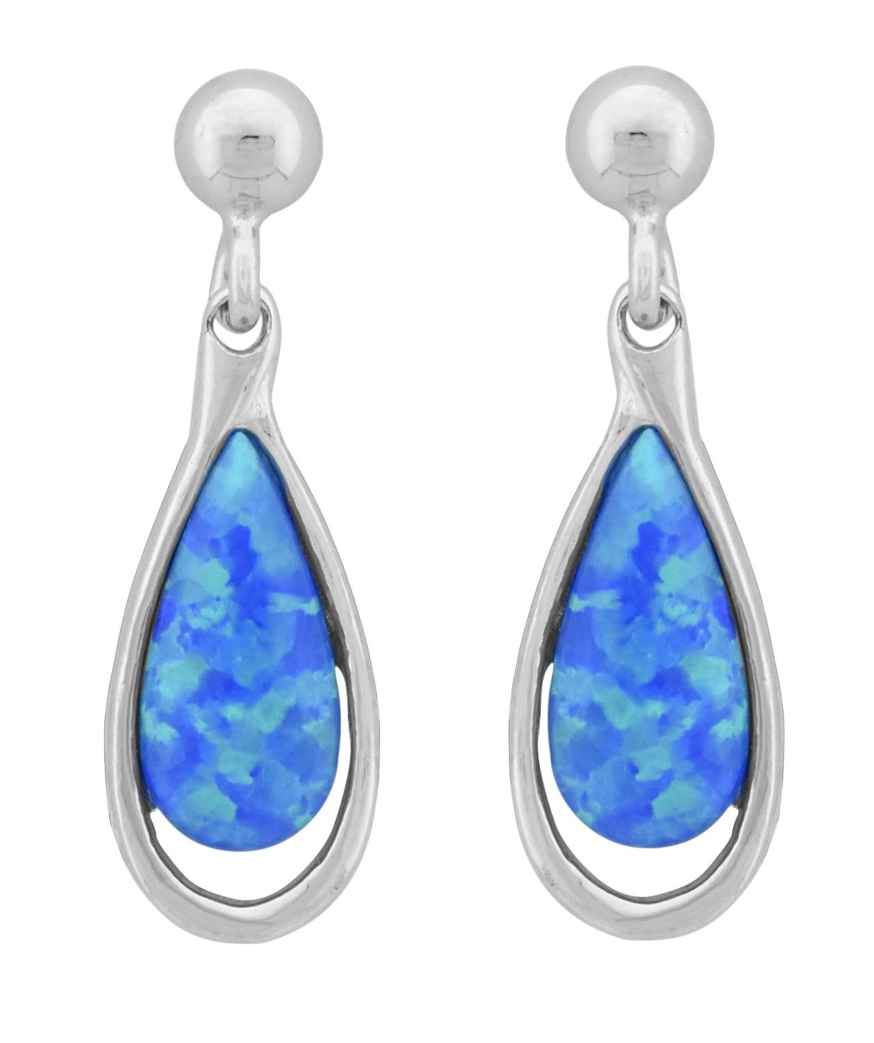 Earrings - Long teardrop with Blue Opal