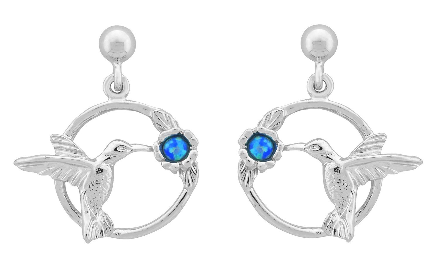 Earrings - Hummingbird with Blue Opal