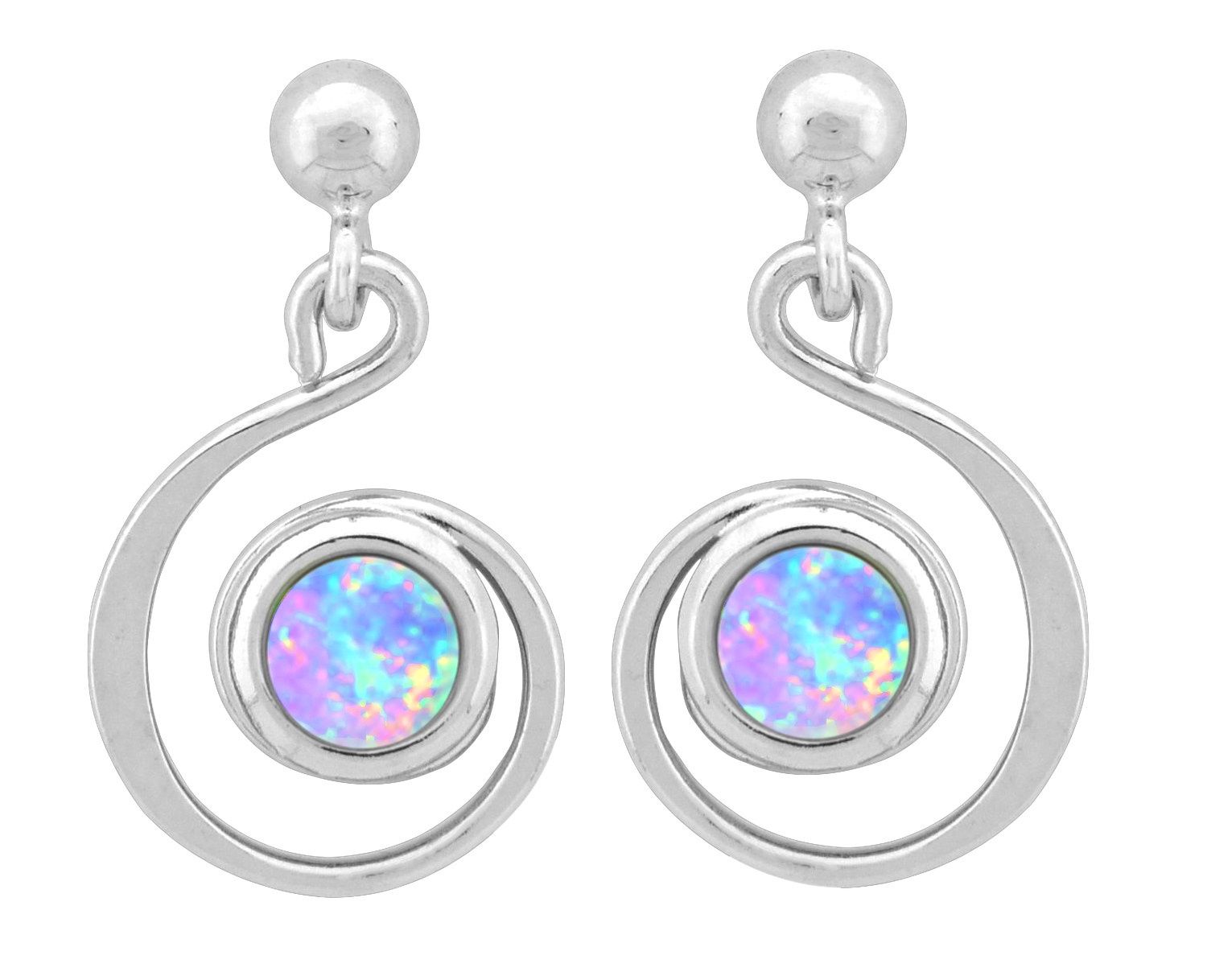 Earrings - White Opal Spiral
