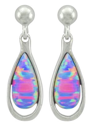 Earrings - Stud Lavender Opal Teardrop