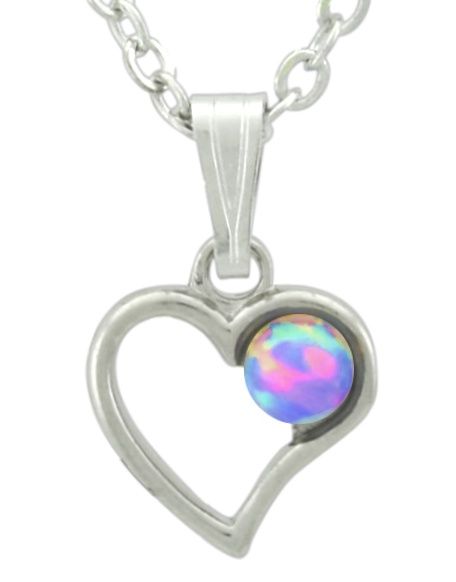 Pendant - Lavender Opal Small Silver Heart
