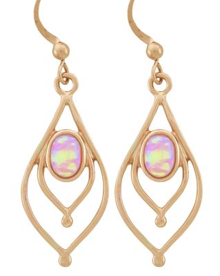Earrings - White Opal Double Teardrop in Copper
