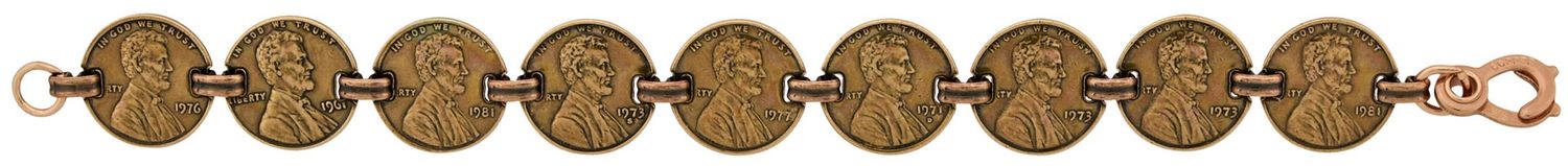 Copper Link Bracelet - Lincoln Pennies