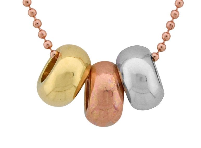 Copper and Brass Pendant Necklace (3 bead)