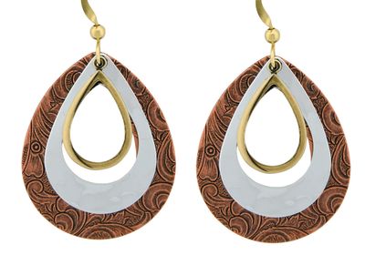 Copper and Brass Tear Drop Pendant 3 tier