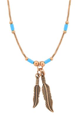 Liquid Copper Pend-Feather Necklace